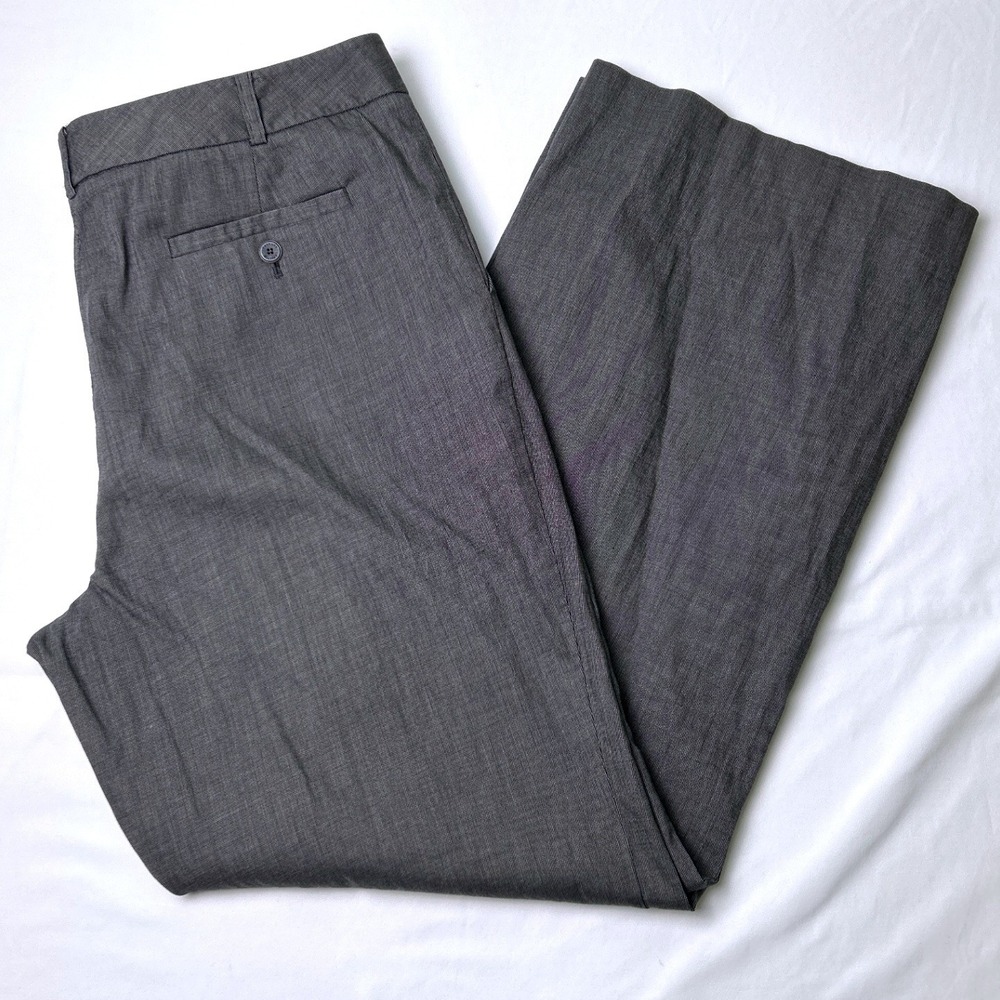 Talbots Womens Signature Wide Leg Cotton Stretch Dress Pants Size 16 Grey Office